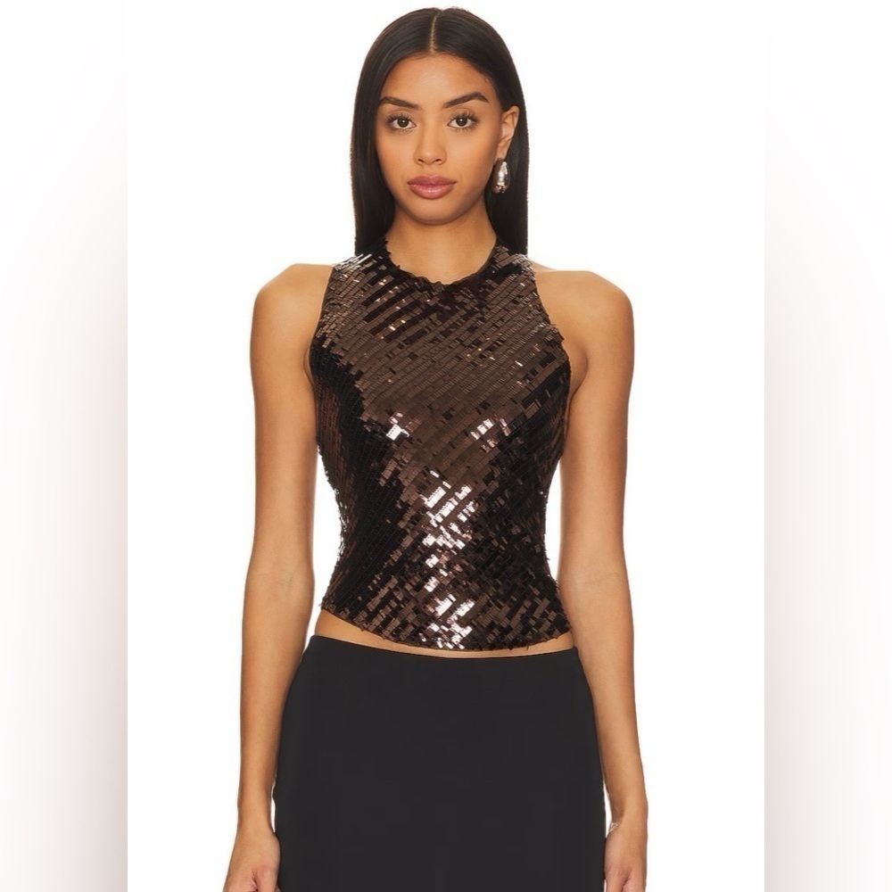 Free People Black Disco Fever Cami, Size Medium (v)
